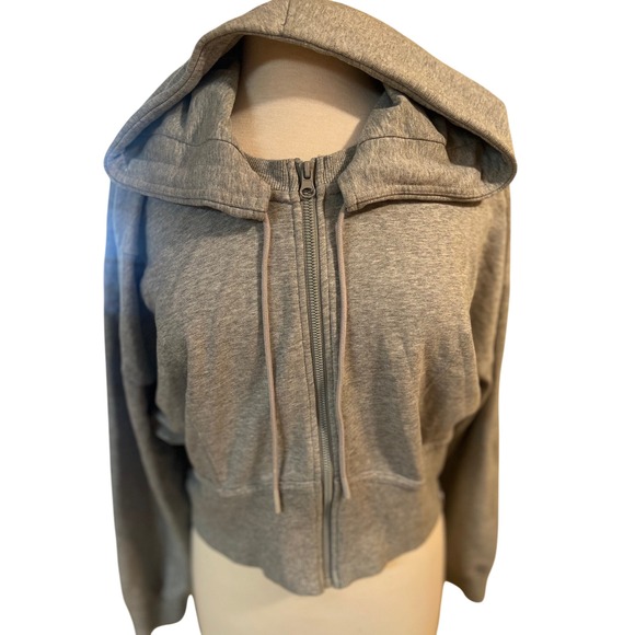 Joy Lab Womens Full Zip Up Hoodie Casual Long Sleeve Sweatshirt Cropped Gray XL - Picture 1 of 6